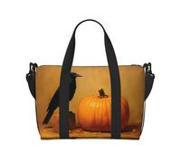 Phayah Blackbird Pumpkin Travel Duffle Bag Weekender Overnight Gym Tote for Women Girls Shoulder Bag Workout Water Resistant