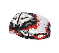 Phayah Blood Red Wolf Head Pattern Headbands Women Men Sweatband Sports Headband For Running, Cycling, Yoga Gym, Working Out