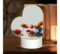 Phayah Blooming Red Flowers Pattern 3D Led Light Lamp USB Cable Adjustable 3 Modes Base Show Stand for Christmas Room Restaurant Bar Shop