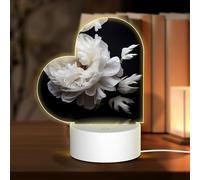 Phayah Blooming White Peony Pattern 3D Led Light Lamp USB Cable Adjustable 3 Modes Base Show Stand for Christmas Room Restaurant Bar Shop