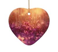 Phayah Blossoming Lily Of The Valley Pattern Ceramic Heart Shape Xmas Tree Ornament New Year Home Souvenirs For Gatherings Hanging Decoration