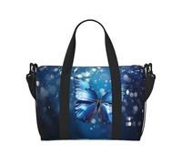 Phayah Blue Butterfly in The Water Travel Duffle Bag Weekender Overnight Gym Tote for Women Girls Shoulder Bag Workout Water Resistant