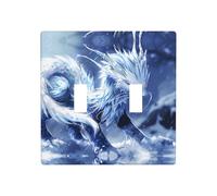 Phayah Blue Dragon Beast Pattern Decorative Wall Plate Covers Receptacle Double Toggle Outlet Light Switch Cover 4.5 in X 4.5 in