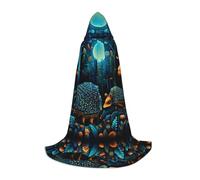 PHAYAH Blue Forest Hedgehog Pattern Halloween Witch Witchcraft Hooded Robe Cape Christmas Hoodie Cosplay Masquerade Party Dress Gift Costume L