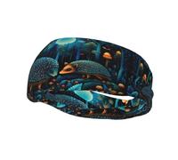 Phayah Blue Forest Hedgehog Pattern Women Men Athletic Sweatbands Hair Bands For Yoga Running Moisture Elastic Sweat Wicking Head Band