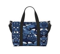 Phayah Blue Killer Whale Travel Duffle Bag Weekender Overnight Gym Tote For Women Girls Shoulder Bag Workout Water Resistant, Black, One Size, Black, One Size