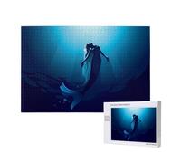 Phayah Blue Mermaid Pattern Puzzle Unique Jigsaw Wall Art Picture For Home Decoration 1000 Pcs