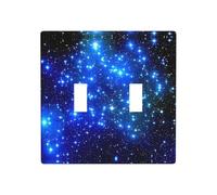 Phayah Blue Shining Stars Pattern Wall Plate Outlet Cover Double Toggle Light Switch Cover Size 4.5x4.5 in for Residential and Commercial Areas