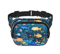 Phayah Blue Underwater World Of Fish Waist Pack Bag,Fanny Pack For Men,Women, Workout Traveling Casual Running Hiking Cycling, Bum Bag