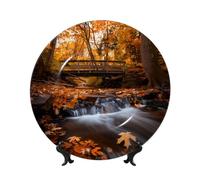 PHAYAH Bone China Decorative Plate With Stand Fig. Intimate And Understanding Friend Pattern For Office Kitchen Table Wall Hanging Decor 10in