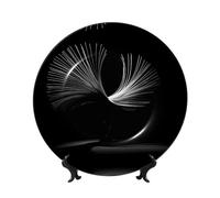 PHAYAH Bone China Decorative Plate With Stand Lines Flying Pattern For Office Kitchen Table Wall Hanging Decor 6in