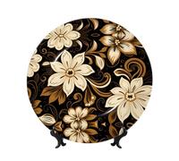 PHAYAH Bone China Decorative Plate With Stand White Seven Petal Flower Pattern For Office Kitchen Table Wall Hanging Decor 6in