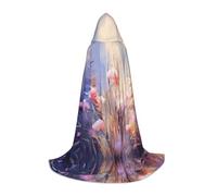 PHAYAH Botanical Illustration Garden Pattern Hooded Cloak Cape Witch Halloween Costumes For Cosplay Costume Masquerade Women Men Robe S