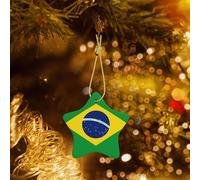 Phayah Brazilian Flag Pattern Hristmas Ceramic Star Pendant Christmas Tree Ornaments Homefor Gatherings Decoration