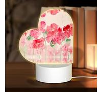 Phayah Bright Red Flower Pattern 3D Led Light Lamp USB Cable Adjustable 3 Modes Base Show Stand for Christmas Room Restaurant Bar Shop