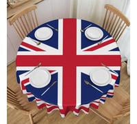 PHAYAH British Flag Pattern Round Laciness Decorative Tablecloth 60in, Farmhouse Holiday Party Round Tablecloth Living Room Kitchen Decorations