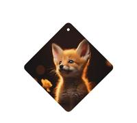 Phayah Brown Fox Pattern Lavender Scent Car Air Freshener Square Card Hanging Hanging Scented Card 4 Pcs For Cars Closet Drawer