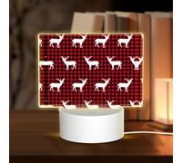 PHAYAH Buffalo Plaid Deer Pattern Acrylic Night Light with USB Port Touch Switch Birthday Thanksgiving Presents for Family Friends