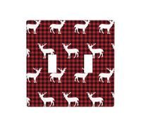 Phayah Buffalo Plaid Deer Pattern Wall Plate Outlet Cover Double Toggle Light Switch Cover Size 4.5x4.5 in for Residential and Commercial Areas