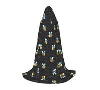 PHAYAH Bumble Bees Pattern Halloween Adult Hooded Robe Cape, Women'S Men'S Halloween Dress Up Party Cosplay Costumes M