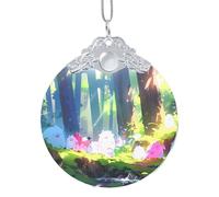 Phayah Bunch Of Cuties. Pattern Christmas Tree Decoration Round Glass Ornaments Suitable For New Year Home For Gatherings Silver Metal Buckle