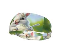 Phayah Bunny Eating Ice Cream Pattern Women Men Athletic Sweatbands Hair Bands For Yoga Running Moisture Elastic Sweat Wicking Head Band