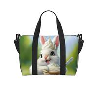 Phayah Bunny Eating Ice Cream Travel Duffle Bag Weekender Overnight Gym Tote for Women Girls Shoulder Bag Workout Water Resistant
