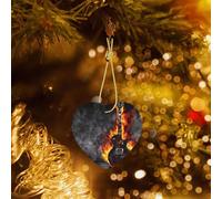 Phayah Burning Guitar Pattern Ceramic Heart Xmas Tree Ornament New Year Home Souvenirs For Gatherings Christmas Tree Hanging