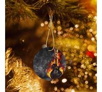Phayah Burning Guitar Pattern Ceramic Round Xmas Tree Ornament New Year Home Souvenirs For Gatherings Christmas Tree Hanging