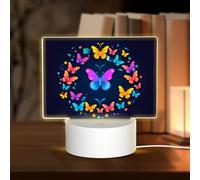 PHAYAH Butterflies Form A Circle Pattern Night Light Rectangle Led Ligh Base with USB Cable Adjustable 3 Colors for Adults Child Room Bedroom
