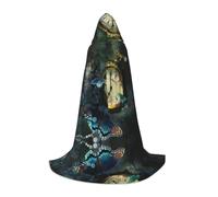 PHAYAH Butterfly Clocks Pattern Halloween Adult Hooded Robe Cape, Women'S Men'S Halloween Dress Up Party Cosplay Costumes L