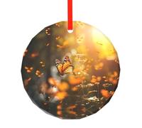 Phayah Butterfly In The Flower Pattern Christmas Tree Decoration Round Glass Ornaments Suitable For New Year Home For Gatherings