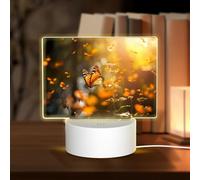 PHAYAH Butterfly in The Flower Pattern Night Light Rectangle Led Ligh Base with USB Cable Adjustable 3 Colors for Adults Child Room Bedroom