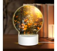 PHAYAH Butterfly in The Flower Pattern Night Light Round Led Ligh Base with USB Cable Adjustable 3 Colors for Adults Child Room Bedroom