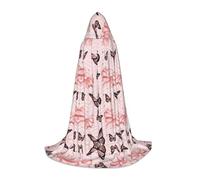 PHAYAH Butterfly Pink Pattern Halloween Adult Hooded Robe Cape, Women'S Men'S Halloween Dress Up Party Cosplay Costumes S