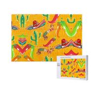 Phayah Cactus Hat And Chili Pepper Pattern Puzzle Unique Jigsaw Wall Art Picture For Home Decoration 1000 Pcs