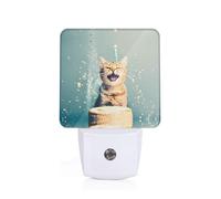 Phayah Cake Battle Cat Pattern Night Light Lamp with Dusk to Dawn Sensor Led Lamp for Corridors Bedrooms Children's Rooms Stairs
