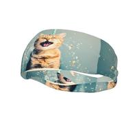 Phayah Cake Battle Cat Pattern Women Men Athletic Sweatbands Hair Bands For Yoga Running Moisture Elastic Sweat Wicking Head Band