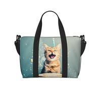 Phayah Cake Battle Cat Travel Duffle Bag Weekender Overnight Gym Tote for Women Girls Shoulder Bag Workout Water Resistant