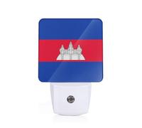 PHAYAH Cambodia Flag Pattern Night Light Plug-in Led Auto Sensor Night Lamp Dusk-to-Dawn Lamp for Nursery Children Stairs Corridors
