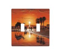 Phayah Camels in The Evening Sun Pattern Light Switch Cover Decorative Double Toggle Wall Plate Outlet Cover for Bedroom Living Room 4.5 X 4.5 in