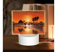PHAYAH Camels in The Evening Sun Pattern Night Light Rectangle Led Ligh Base with USB Cable Adjustable 3 Colors for Adults Child Room Bedroom