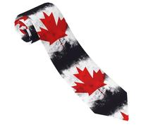 PHAYAH Canadian Flag Printed Tie, Men'S Silk Tie, Best Man Suit Tie For Business And Wedding Adjustable Tie, Black, One Size