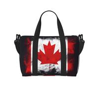 Phayah Canadian Flag Travel Duffle Bag Weekender Overnight Gym Tote For Women Girls Shoulder Bag Workout Water Resistant, Black, One Size