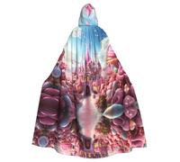 PHAYAH Candy And Magic Pattern Hooded Cloak Cape Witch Halloween Costumes For Cosplay Costume Masquerade Women Men Robe