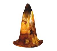 PHAYAH Candy Man Pattern Hooded Cloak Cape Witch Halloween Costumes For Cosplay Costume Masquerade Women Men Robe L