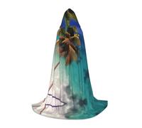 PHAYAH Caribbean Islands Pattern Hooded Cloak Cape Witch Halloween Costumes For Cosplay Costume Masquerade Women Men Robe L