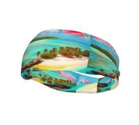 Phayah Caribbean Scenery Pattern Sports Headband Moisture Wicking Sweatband for Men Women Running Cycling Yoga Fitness Workout