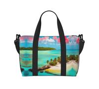 Phayah Caribbean Scenery Travel Duffel Bag,Sports Tote Gym Bag,Shoulder Weekender Overnight Bag For Women, Black, One Size, Black, One Size