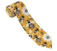 PHAYAH Cartoon Bee Printed Tie, Men'S Silk Tie, Best Man Suit Tie For Business And Wedding Adjustable Tie, Black, One Size